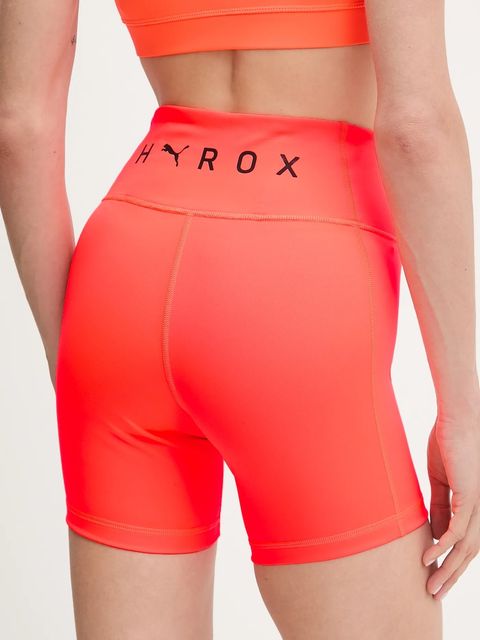 Puma szorty treningowe PUMA x HYROX damskie kolor pomarańczowy gładkie high waist 527636