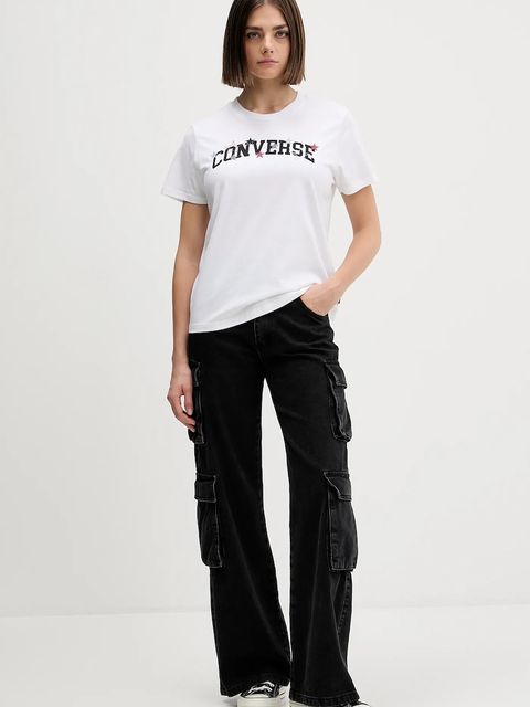 Converse t-shirt bawełniany damski kolor biały CVW5T026