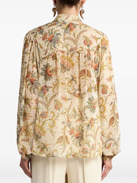 ETRO dotted-effect floral top - Neutrals