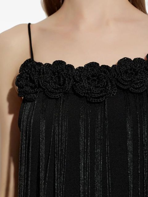 Jil Sander floral-appliqué fringed dress - Black