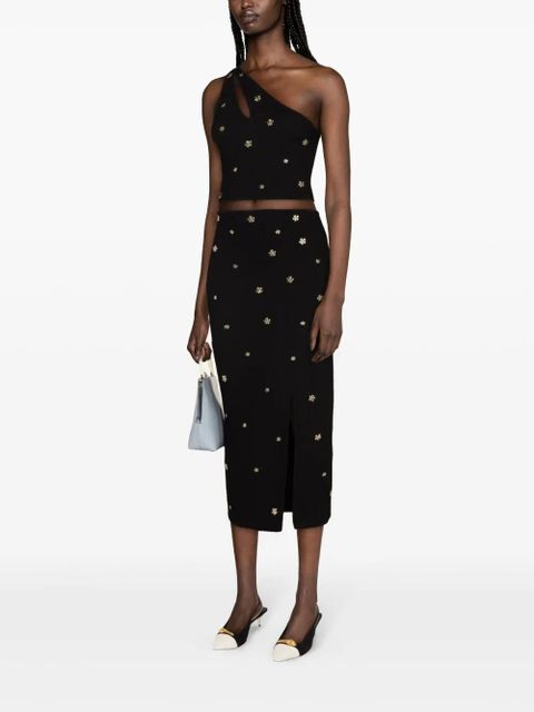 SANDRO floral-appliqué pencil skirt - Black