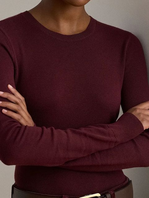 Lauren Ralph Lauren sweter damski kolor bordowy lekki 200919114