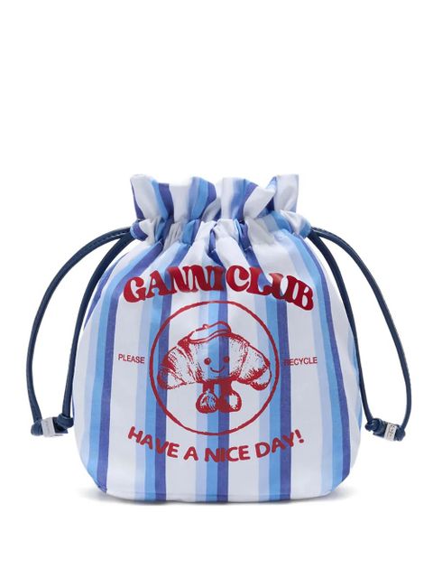 GANNI Club striped bucket bag - White - zdjęcie produktu nr 1