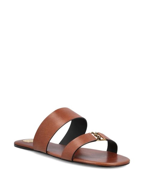 Saint Laurent Babylone double-strap logo-detail calfskin sandals - Brown - zdjęcie produktu nr 2