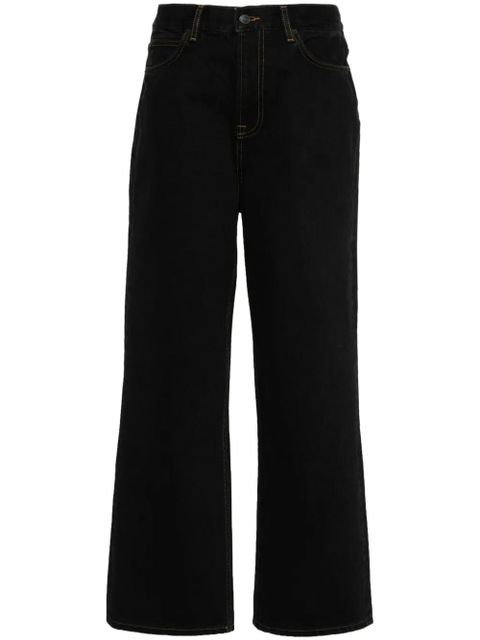 WARDROBE.NYC logo-patch cotton wide-leg jeans - Black - zdjęcie produktu nr 1