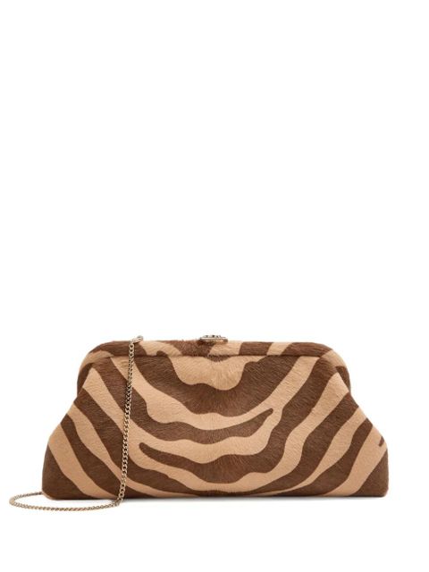 Jimmy Choo Skylar zebra-print calf-hair clutch bag - Brown - zdjęcie produktu nr 1