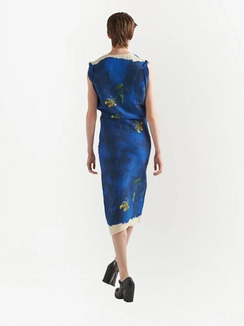 Prada floral-print sheath dress - Blue