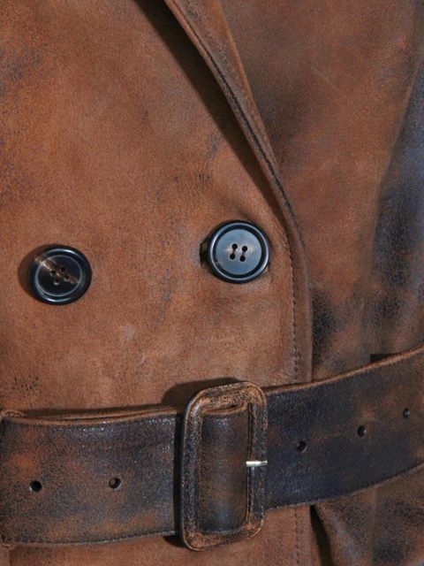 Miu Miu leather double-breasted jacket - Brown