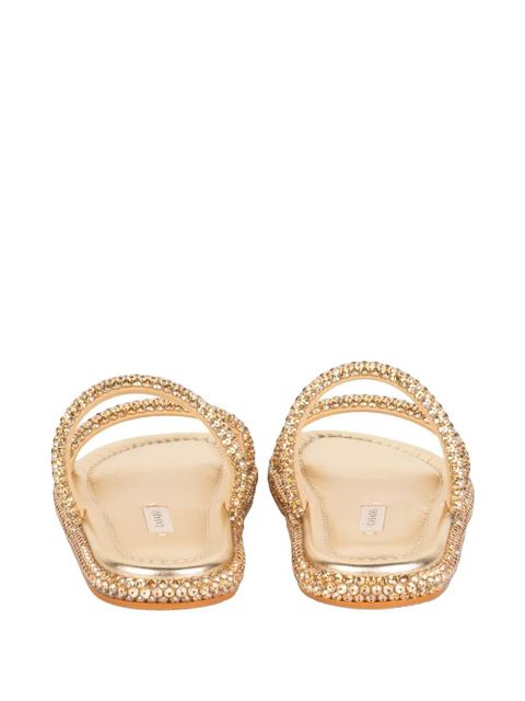 Casadei crystal-embellished double-strap sandals - Gold