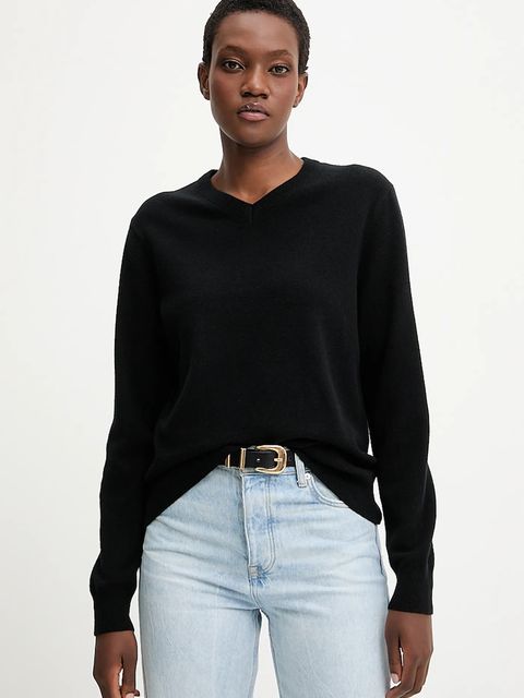 Answear.LAB sweter z wełny merino damski kolor czarny lekki