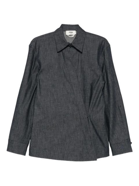FENDI wrap-effect denim shirt - Blue - zdjęcie produktu nr 1