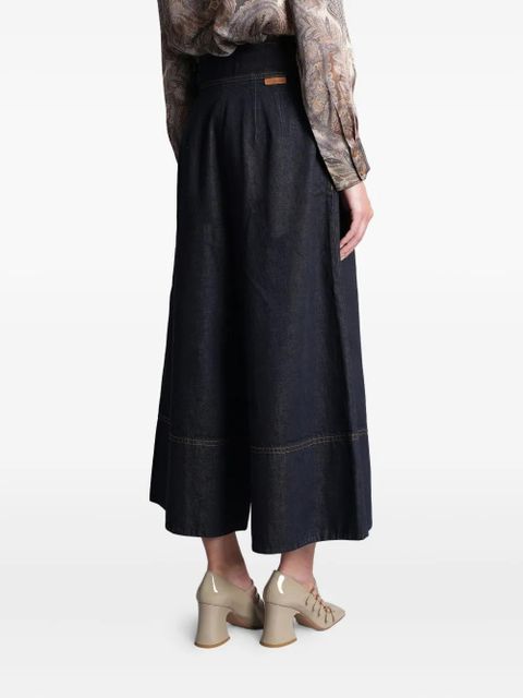 ZIMMERMANN buckle-detail pleated denim culottes - Blue