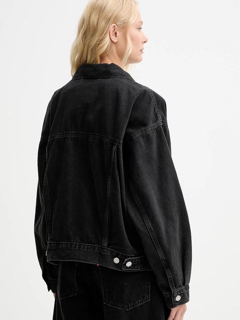 Levi's kurtka jeansowa damska kolor czarny przejściowa oversize