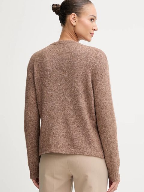 Gaudi kardigan z dodatkiem wełny damski kolor brązowy lekki 521FD53010