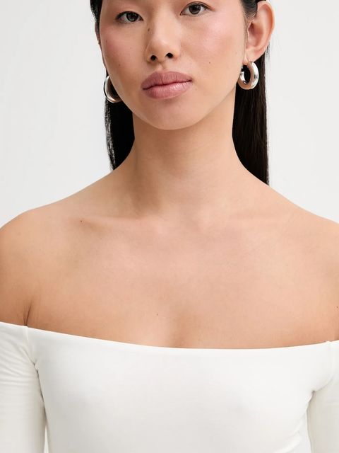 Saint Body body OFF SHOULDR BODYSUIT damskie kolor biały gładka SB.318