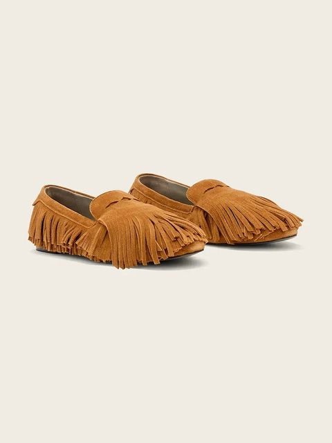 AllSaints mokasyny damskie zamszowe Sandy Fringe Loafer - zdjęcie produktu nr 1
