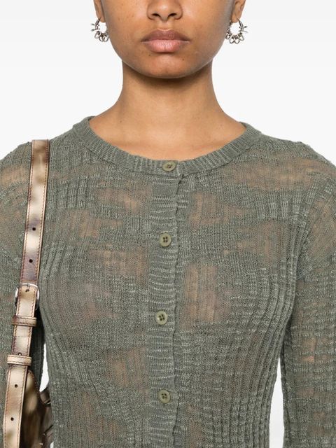 Acne Studios ribbed semi-sheer cardigan - Green