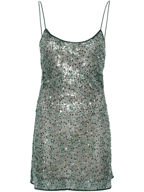 Oséree sequined mesh minidress - Green