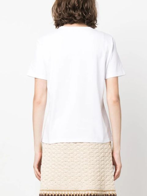 Tory Burch logo-patch cotton T-shirt - White