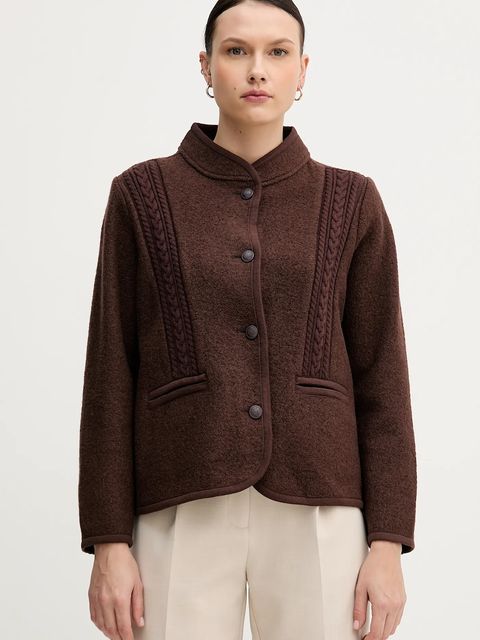 Hoss Intropia kurtka wełniana kolor brązowy przejściowa 5432678 - zdjęcie produktu nr 1