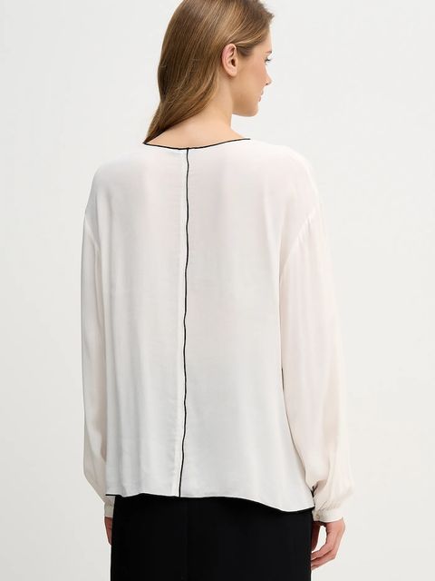 Sisley bluzka damska kolor beżowy gładka 5IDTLQ09H