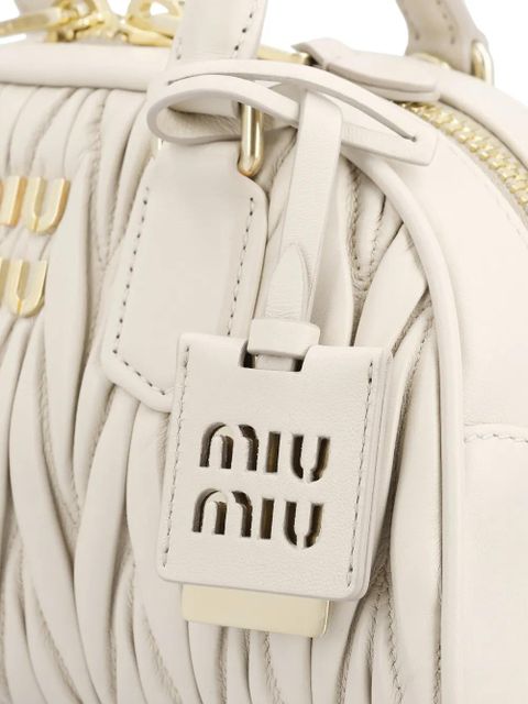 Miu Miu matelassé logo-detail tote bag - White