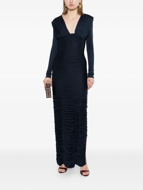 Versace Draped Silk Crêpe Midi Dress - Blue - zdjęcie produktu nr 2