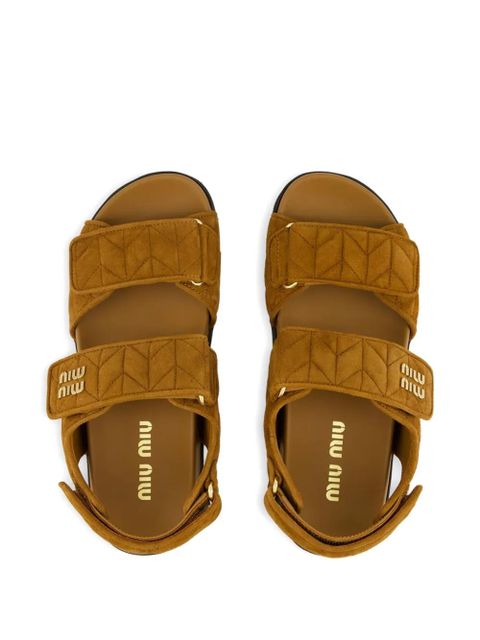 Miu Miu Sporty quilted double-strap sandals - Brown - zdjęcie produktu nr 2