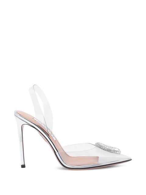 Aquazzura 120mm crystal-embellished slingback pumps - White - zdjęcie produktu nr 1