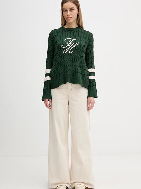 Tommy Hilfiger sweter bawełniany damski kolor zielony WW0WW47633