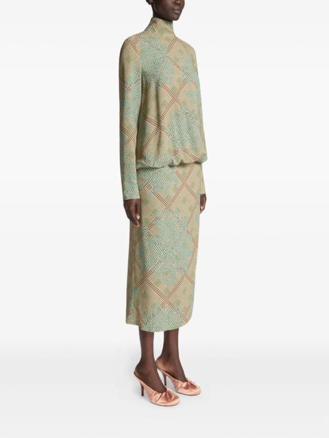 DRIES VAN NOTEN printed high-neck dress - Green - zdjęcie produktu nr 2