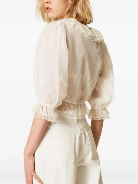 TWINSET ruffled cropped shirt - White