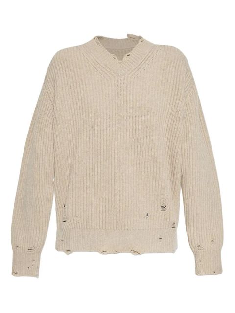 MM6 Maison Margiela distressed ribbed sweater - Neutrals - zdjęcie produktu nr 1