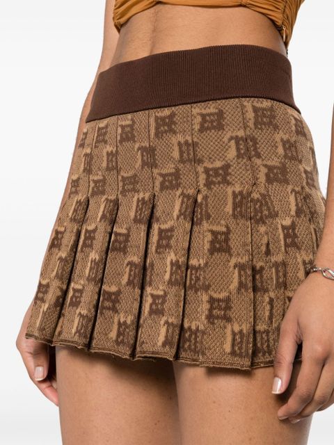 MISBHV monogram-jacquard pleated mini skirt - Brown