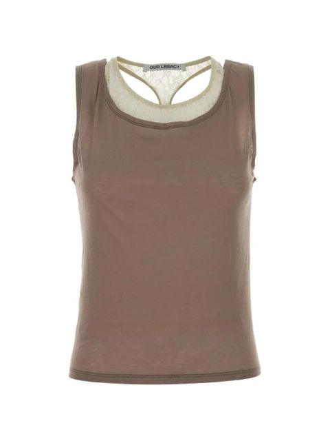 OUR LEGACY lace detail tank top - Brown - zdjęcie produktu nr 1