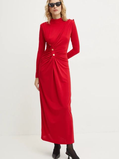 Answear.LAB sukienka kolor czerwony maxi dopasowana