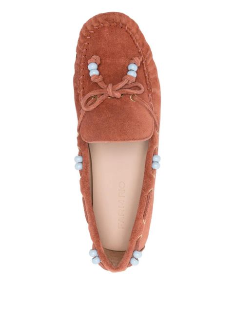 FARM Rio beaded moccasin loafers - Brown