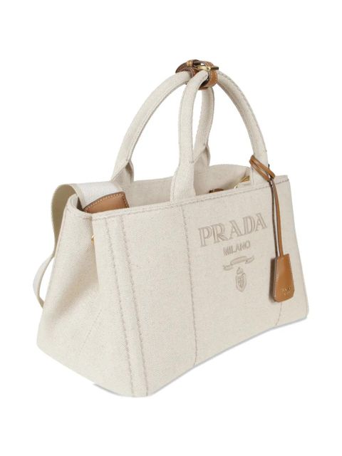 Prada logo-detail top-handles tote bag - Neutrals