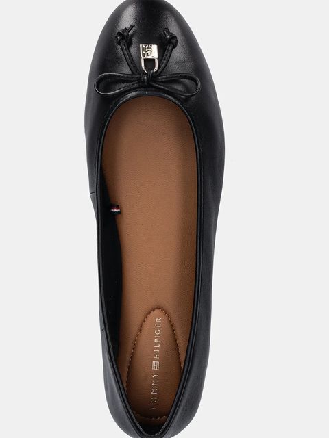 Tommy Hilfiger baleriny skórzane HILFIGER SMOOTH LTHR BALLET kolor czarny FW0FW09006