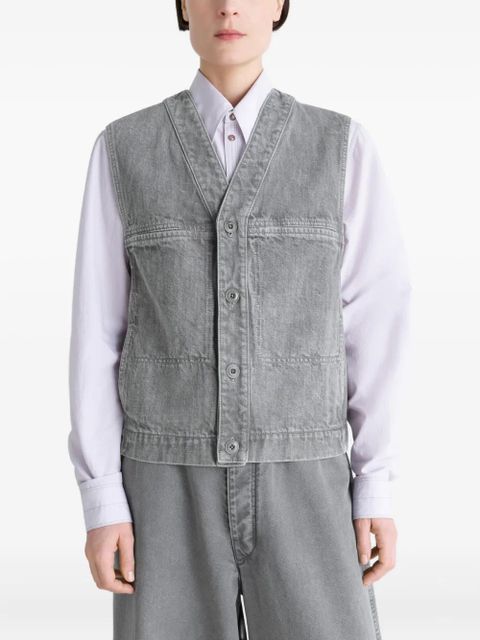 LEMAIRE button-fastening denim gilet - Grey