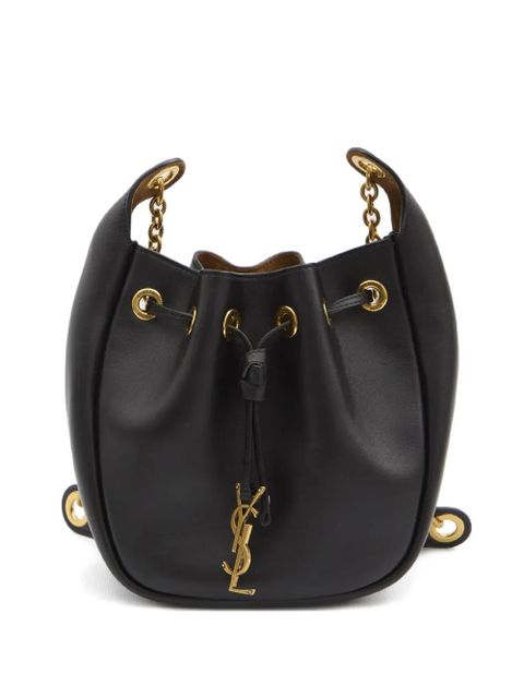 Saint Laurent Cassandre drawstring leather shoulder bag - Black - zdjęcie produktu nr 1