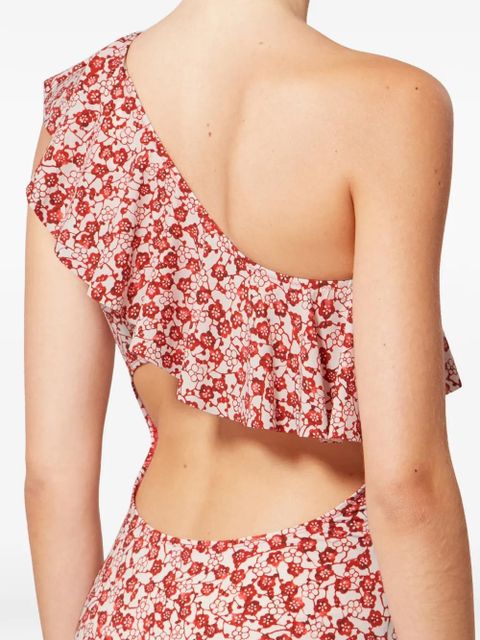 ISABEL MARANT Sicilya ruffled floral swimsuit - Red