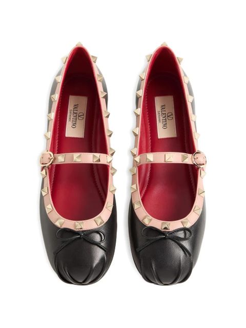 Valentino Garavani Mary-Jane Rockstud ballerina in nappa 05mm - Black