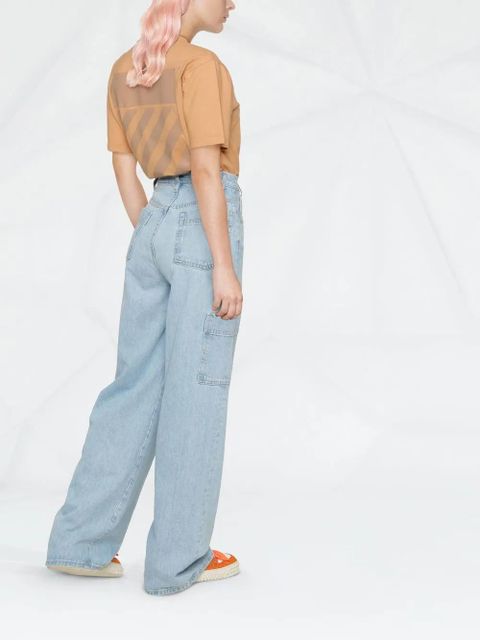 Off-White Diag-print cotton T-shirt - Orange