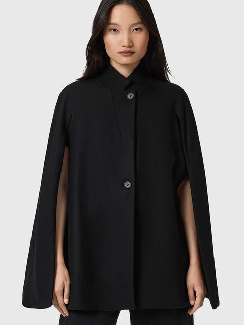 AllSaints płaszcz z dodatkiem wełny kolor czarny W102OD - zdjęcie produktu nr 1