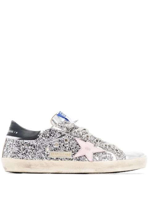 Golden Goose Superstar glitter-embellished trainers - Silver - zdjęcie produktu nr 1