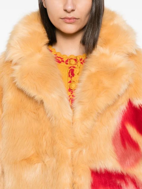 FARM Rio floral-motif faux-fur coat - Neutrals