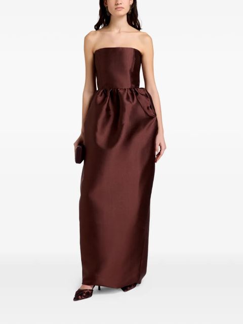 Marques'Almeida strapless gathered maxi dress - Brown - zdjęcie produktu nr 1