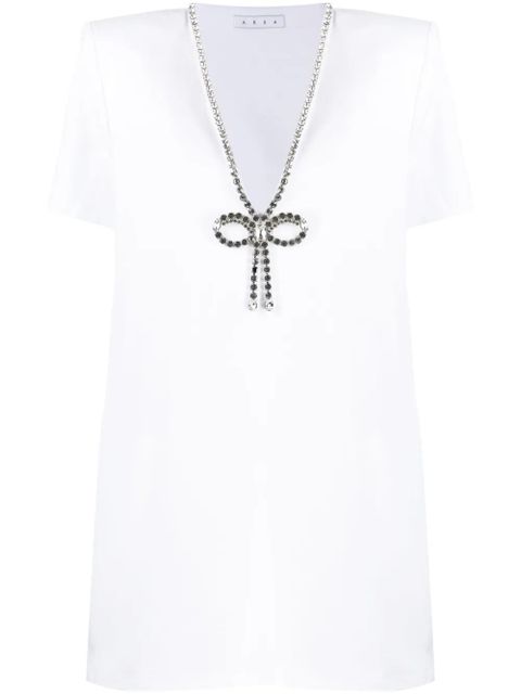 AREA crystal-embellished V-neck mini dress - White - zdjęcie produktu nr 1