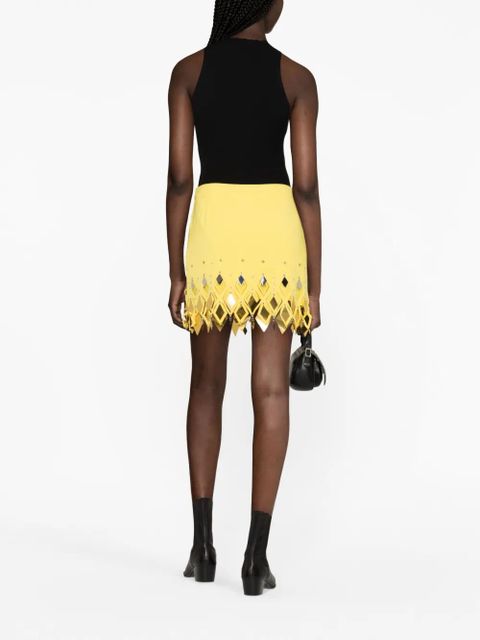 Rabanne embellished cut-out crepe miniskirt - Yellow